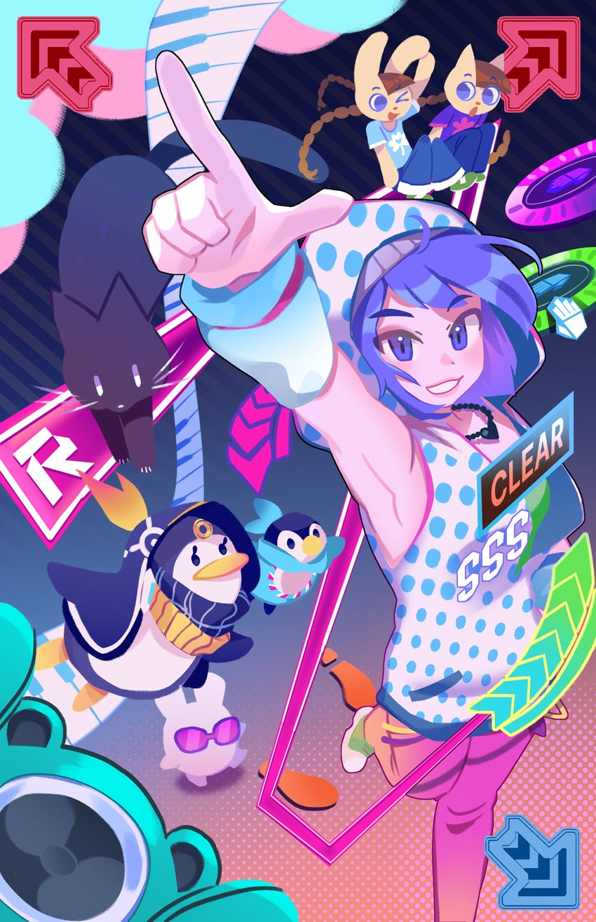 mimi, nyami, toshiba emi, chuni penguin, and otobear (bemani and 6 more) drawn by nova_borealis