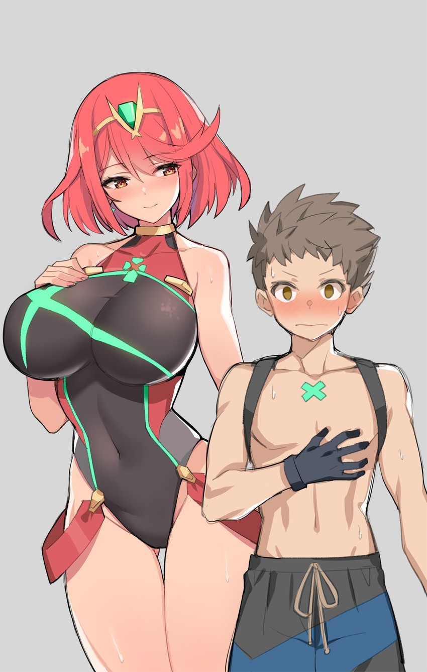 pyra and rex (xenoblade chronicles and 1 more) drawn by serin199