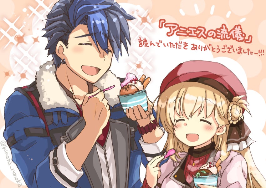 agnes claudel and van arkride (eiyuu densetsu and 2 more) drawn by hinata_nonoka