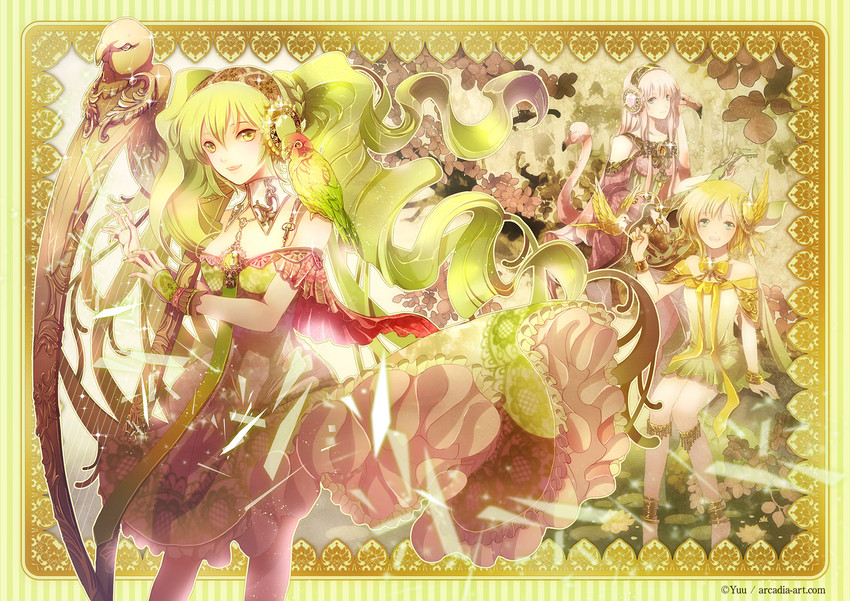 hatsune miku, kagamine rin, and megurine luka (vocaloid) drawn by yuu_(arcadia)