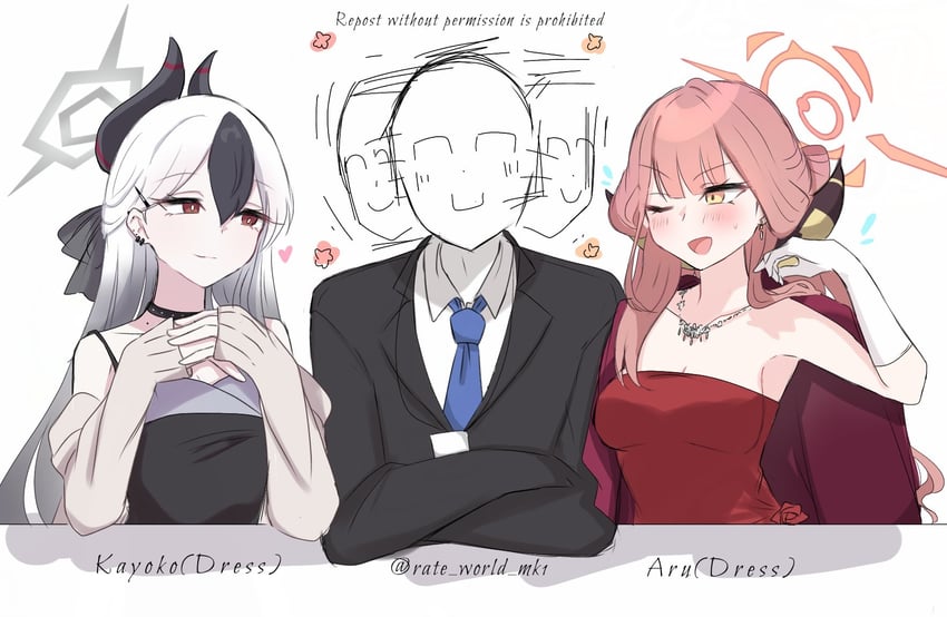 sensei, doodle sensei, kayoko, and aru (blue archive and 1 more) drawn by rate_world_mk1