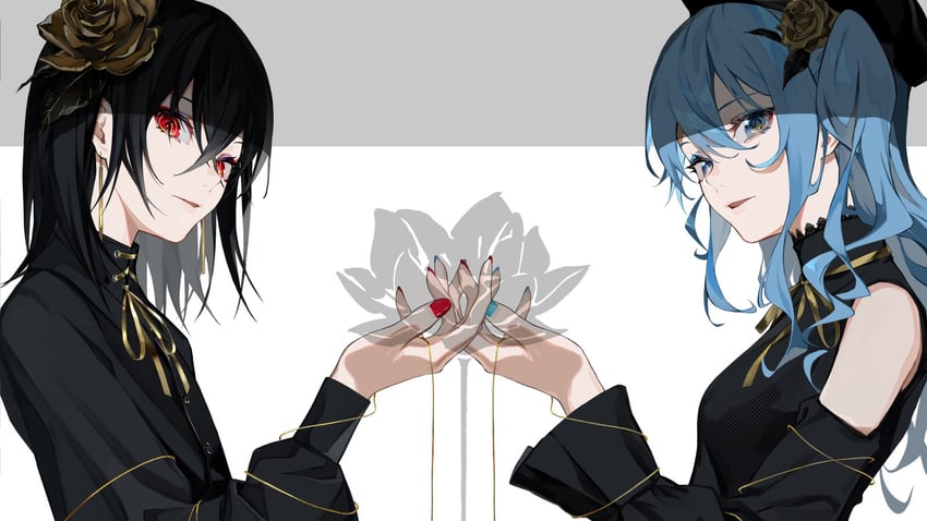 hoshimachi suisei and kanaria (hololive and 1 more) drawn by lam_(ramdayo)