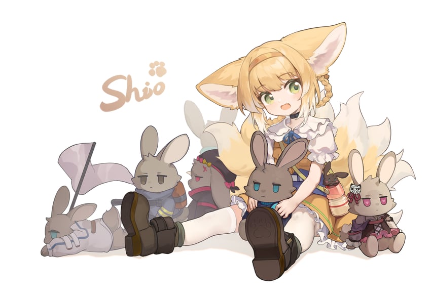 amiya, suzuran, myrtle, shamare, shaw, and 1 more (arknights) drawn by shio_(shiofeifei)
