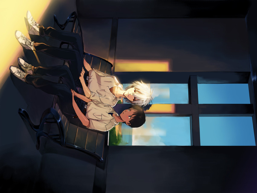 ikari shinji and nagisa kaworu (neon genesis evangelion) drawn by hosaka_dx