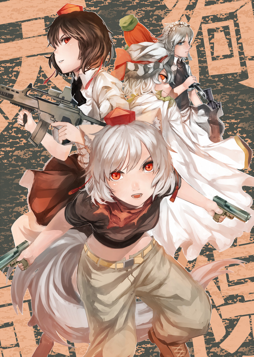 remilia scarlet, izayoi sakuya, shameimaru aya, hong meiling, and inubashiri momiji (touhou) drawn by shirorin_(ballet_girl's)