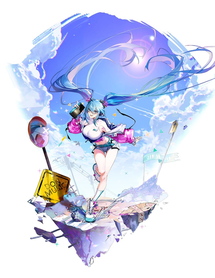 hatsune miku (vocaloid and 1 more) drawn by greeny_(maindo)