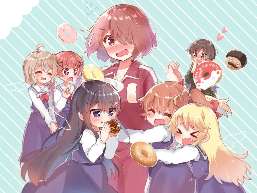 himesaka noa, shirosaki hana, hoshino miyako, hoshino hinata, tanemura koyori, and 3 more (watashi ni tenshi ga maiorita!) drawn by xhfn4743