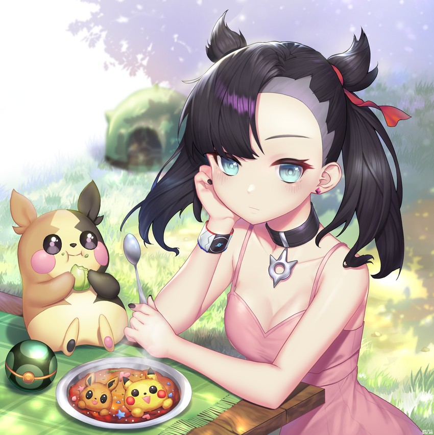 pikachu, marnie, eevee, and morpeko (pokemon and 1 more) drawn by ko_toad