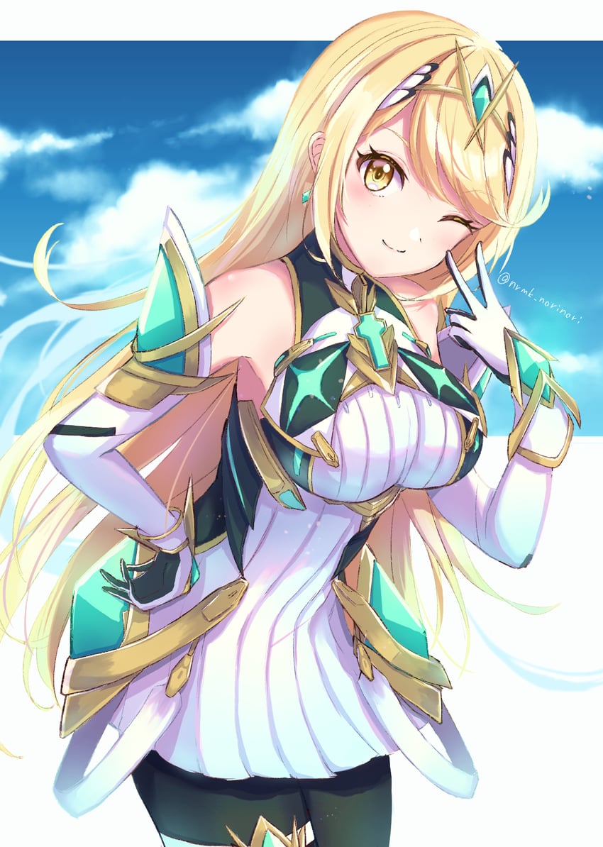 mythra (xenoblade chronicles and 2 more) drawn by norimaki_(nrmk_norinori)