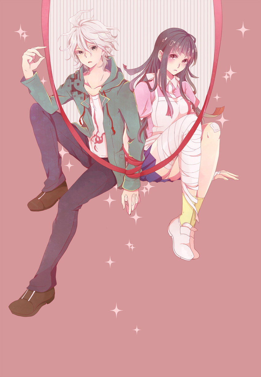 komaeda nagito and tsumiki mikan (danganronpa and 1 more) drawn by koame