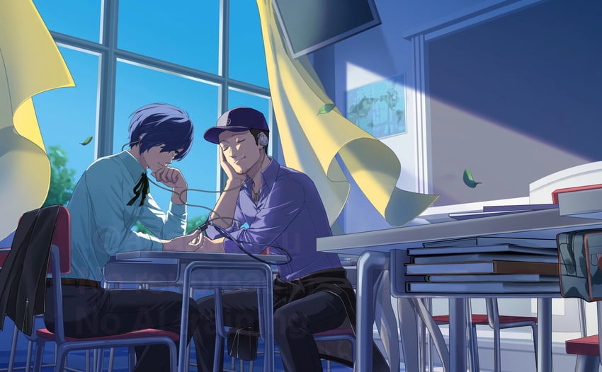 yuuki makoto and iori junpei (persona and 1 more) drawn by anarogiizu