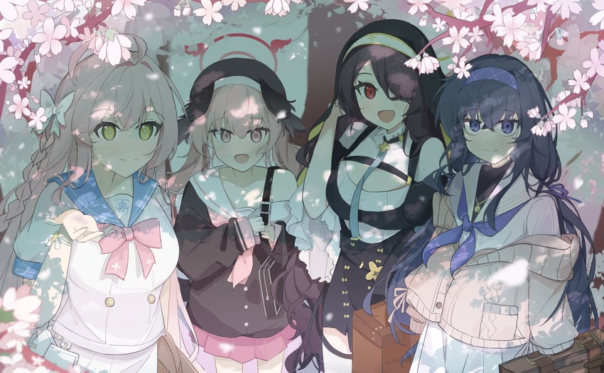 koharu, hanako, ui, and hinata (blue archive) drawn by free_donut