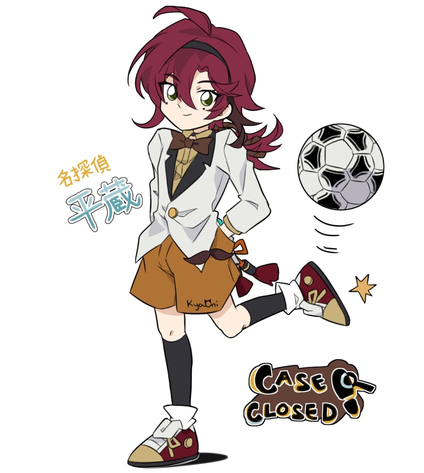 shikanoin heizou and edogawa conan (genshin impact and 1 more) drawn by kyaoni