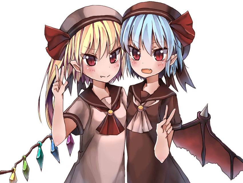 remilia scarlet and flandre scarlet (touhou) drawn by re-ka