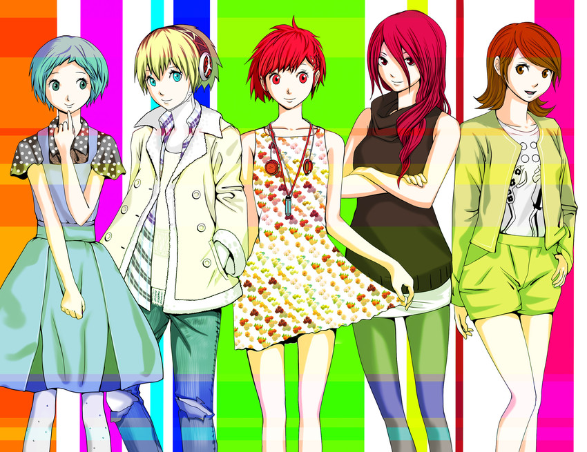 aigis, shiomi kotone, takeba yukari, kirijou mitsuru, and yamagishi fuuka (persona and 2 more) drawn by giniro_no_yatsu