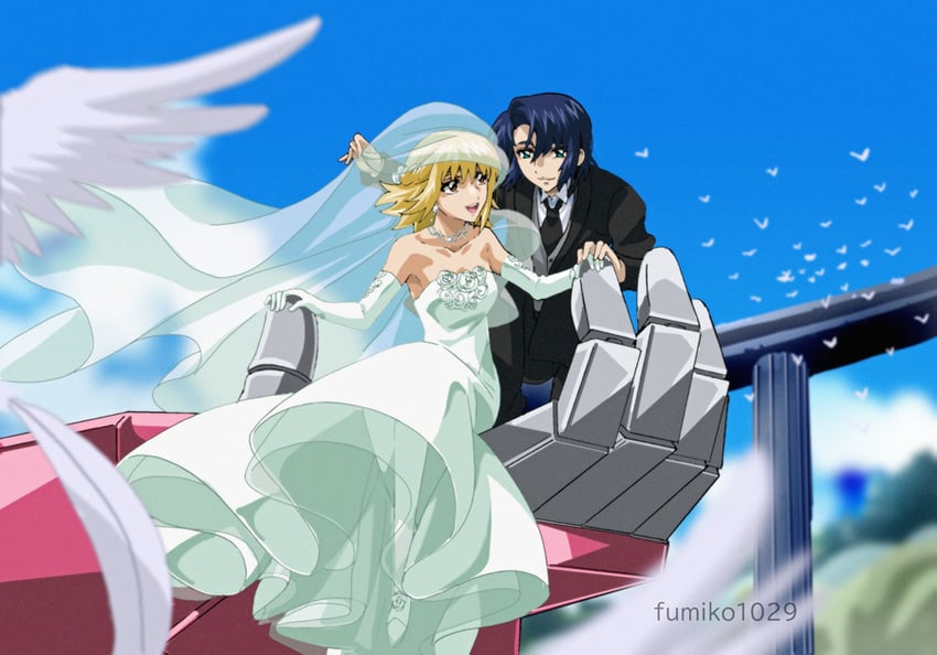cagalli yula athha and athrun zala (gundam and 2 more) drawn by fumiko_(mesushi)