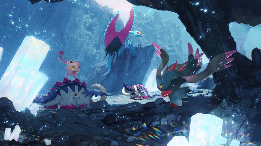 scream tail, flutter mane, roaring moon, and great tusk (pokemon)