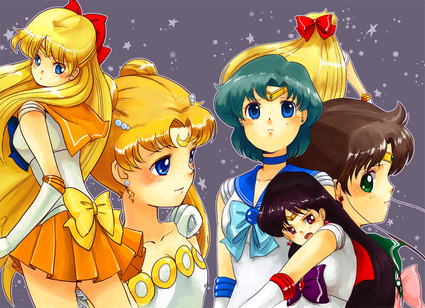 tsukino usagi, mizuno ami, aino minako, hino rei, kino makoto, and 5 more (bishoujo senshi sailor moon) drawn by azuma_yukihiko