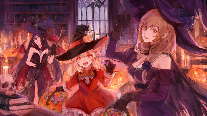 mona, klee, and lisa (genshin impact) drawn by kei_(keiuu)