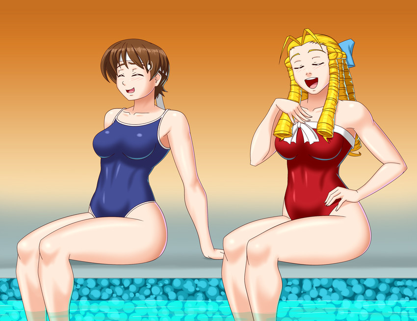 kasugano sakura and kanzuki karin (street fighter and 1 more) drawn by bluebullpen