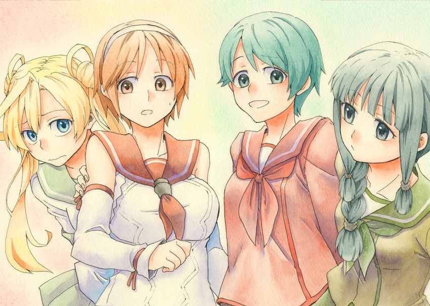 kitakami, mogami, abukuma, and natori (kantai collection) drawn by hodo_(fujitaka)