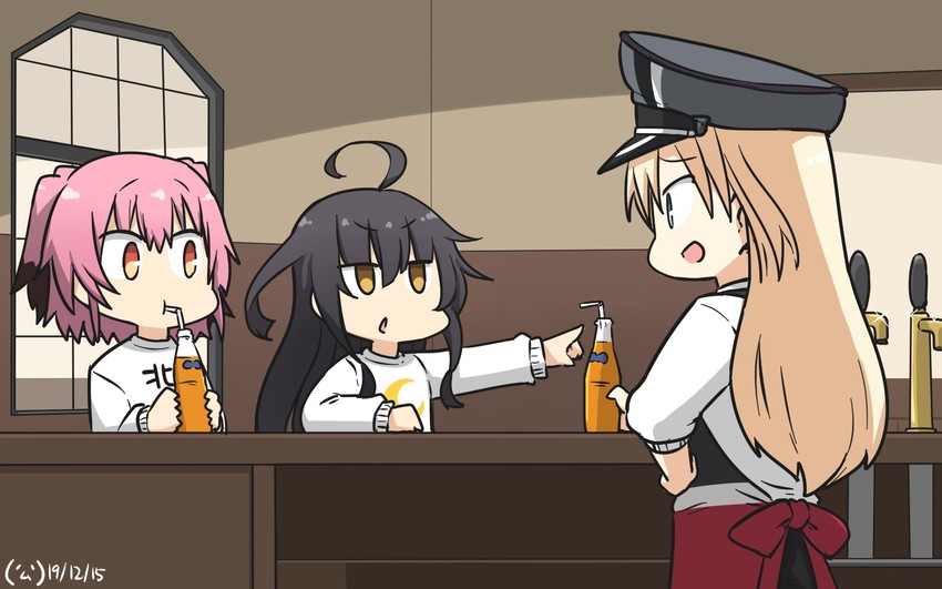 bismarck, mikazuki, and kunashiri (kantai collection) drawn by hamu_koutarou