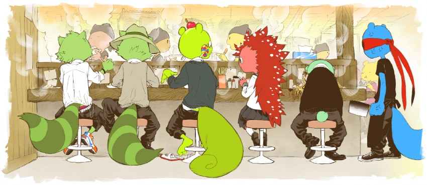 flaky, flippy, splendid, nutty, lifty, and 1 more (happy tree friends) drawn by chamachama