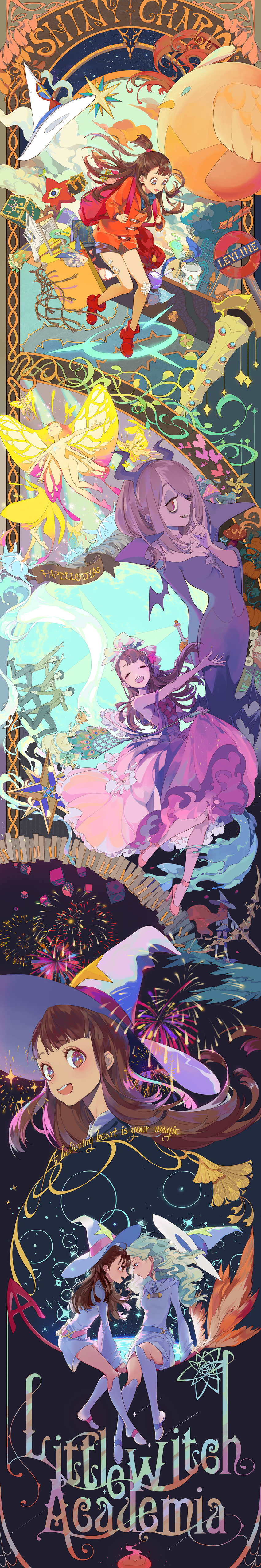 kagari atsuko, diana cavendish, sucy manbavaran, lotte jansson, and shiny chariot (little witch academia) drawn by qingfengche