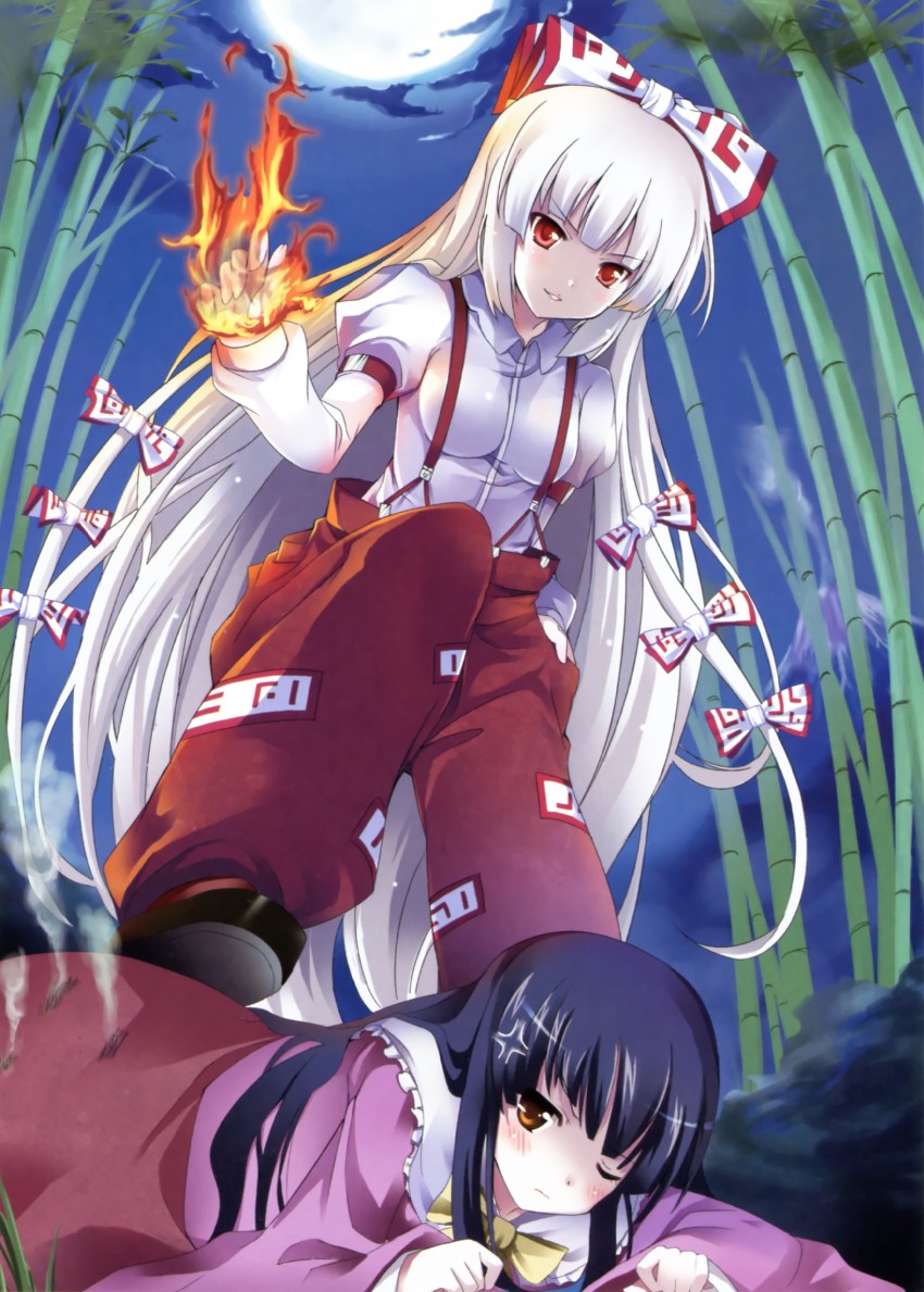 fujiwara no mokou and houraisan kaguya (touhou) drawn by tomusooya