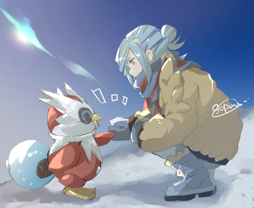 grusha and iron bundle (pokemon and 2 more) drawn by gopan_(pkghnman)