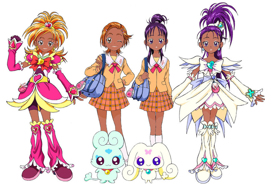 hyuuga saki, mishou mai, cure bloom, cure egret, choppy, and 1 more (precure and 1 more)
