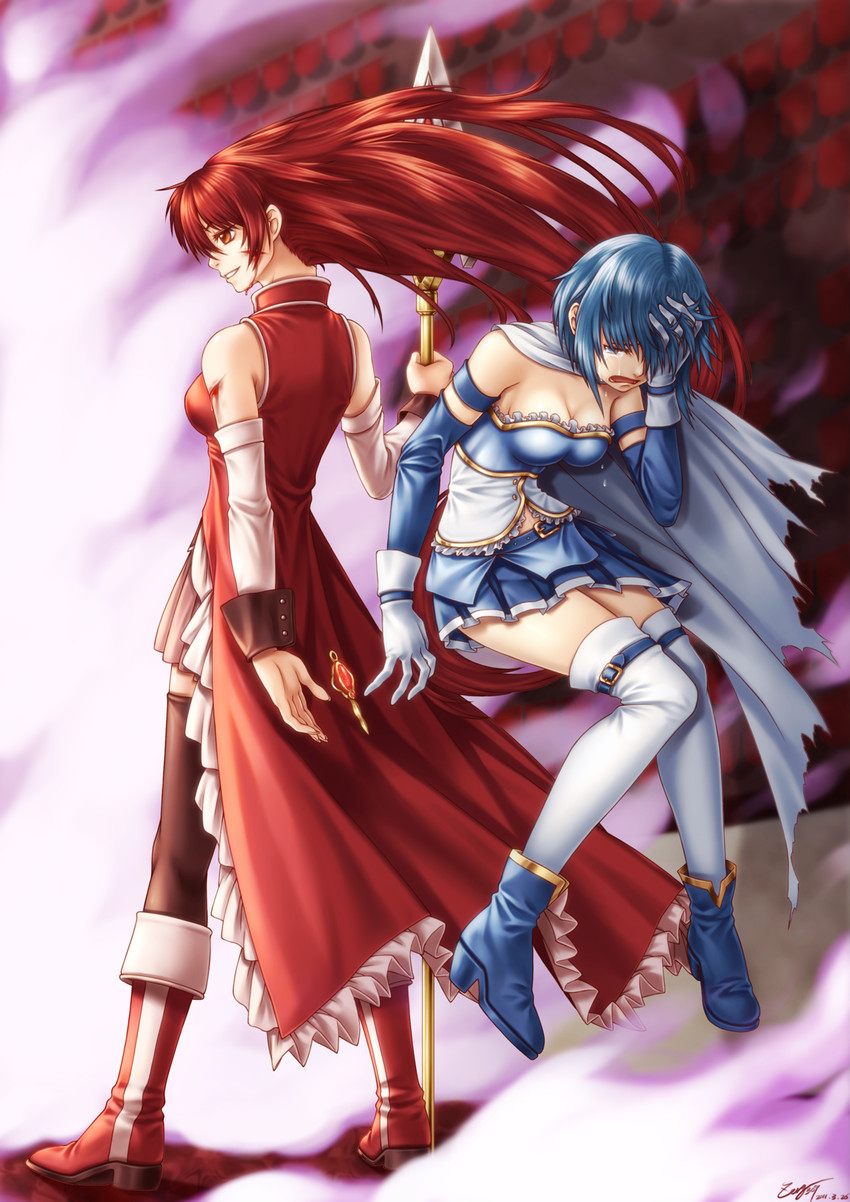 miki sayaka and sakura kyoko (mahou shoujo madoka magica) drawn by zerg309