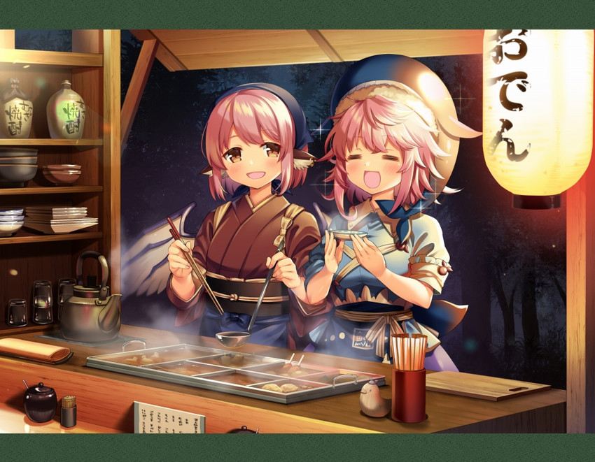 mystia lorelei, okamisty, and okunoda miyoi (touhou) drawn by kapuchii