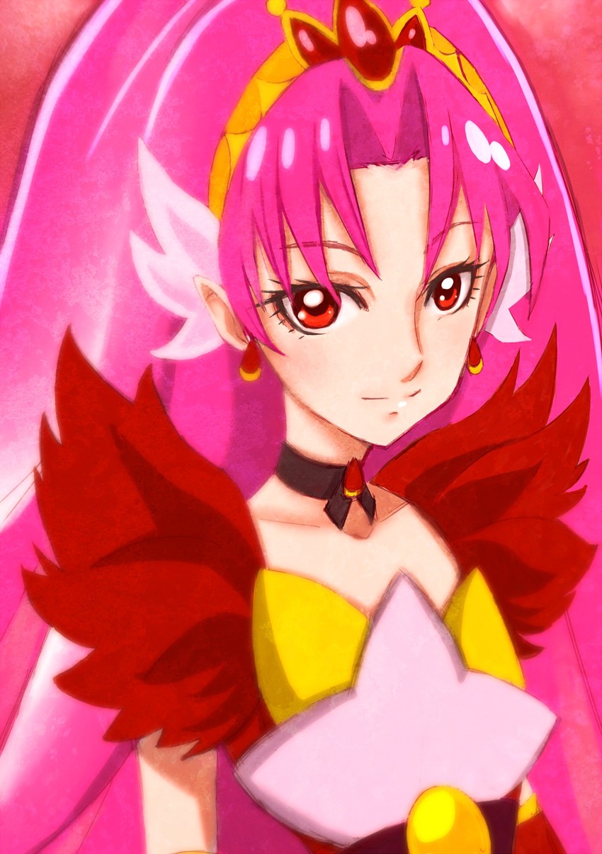 akagi towa and cure scarlet (precure and 1 more) drawn by amawa_kazuhiro
