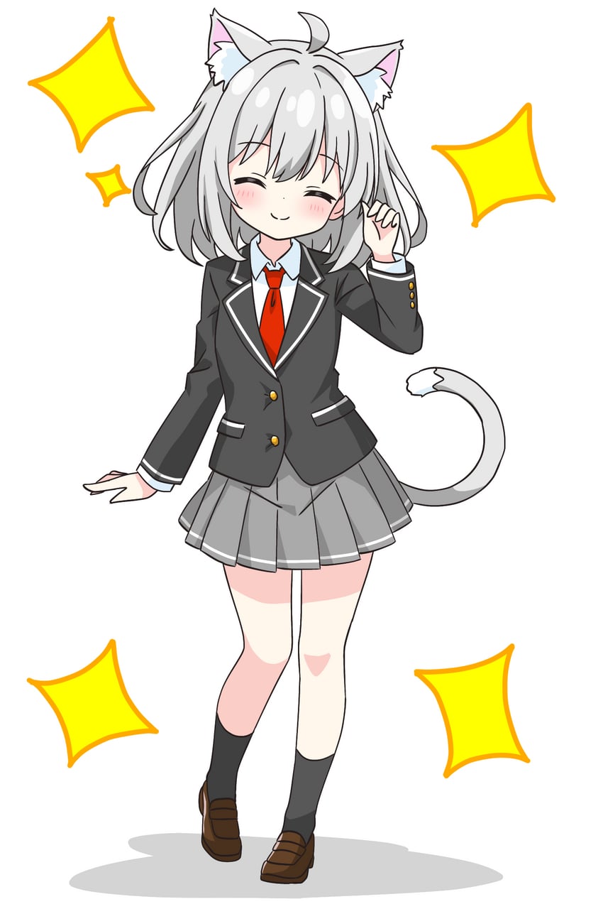 grey-haired cat girl (original) drawn by kotatsu-mazoku