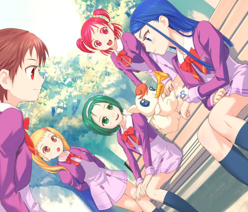 yumehara nozomi, minazuki karen, kasugano urara, akimoto komachi, natsuki rin, and 1 more (precure and 1 more) drawn by uni_(plastic_girl)