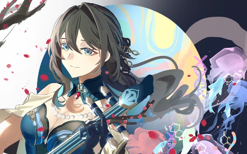 ruan mei (honkai and 1 more) drawn by e_miya