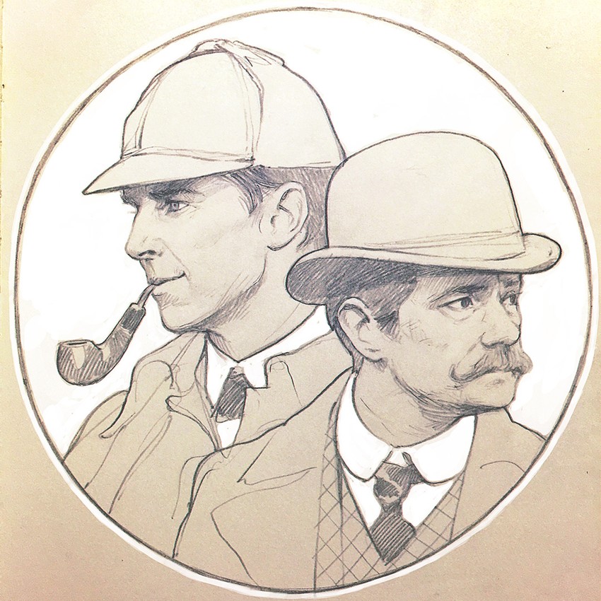 sherlock holmes, john hamish watson, benedict cumberbatch, martin freeman, and john watson (the adventures of sherlock holmes and 1 more) drawn by ilya_kuvshinov
