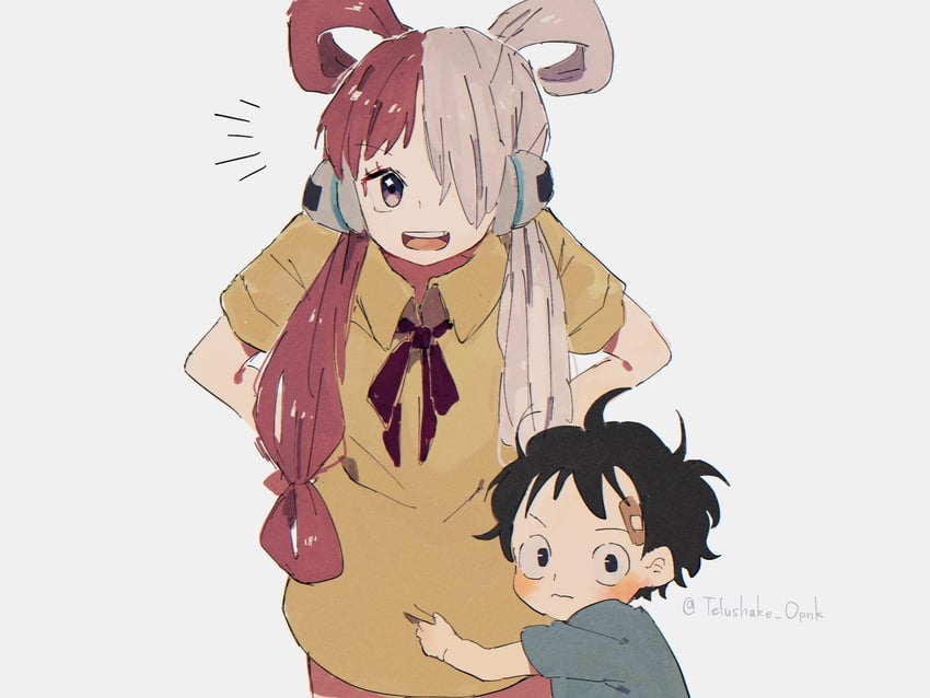 monkey d. luffy and uta (one piece and 1 more) drawn by telushake_opnk
