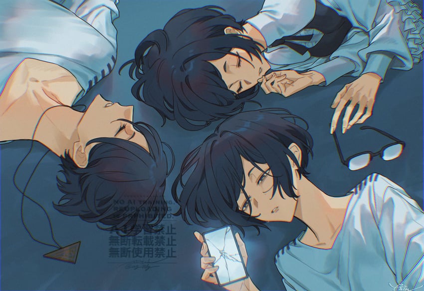 fukurai azami, meguriya ayumu, and kisaragi ayumi (toshi densetsu kaitai center) drawn by sumibiya_yasain