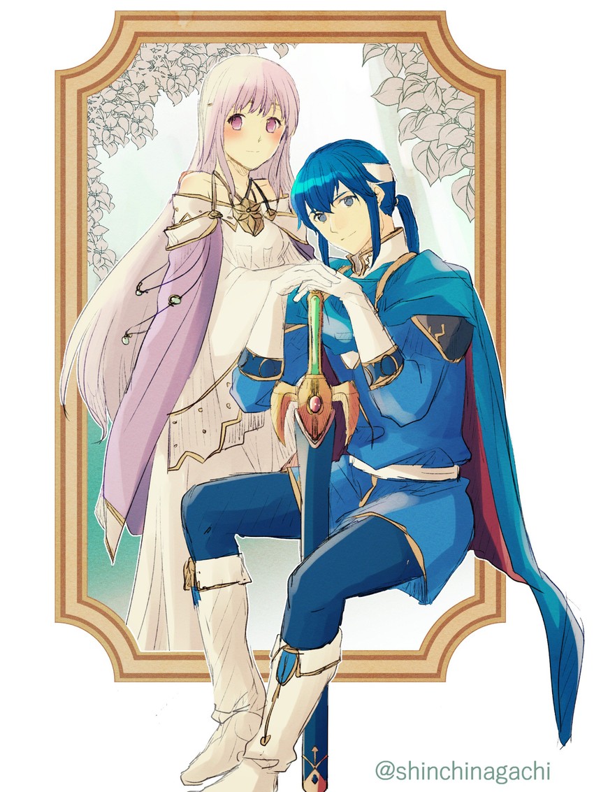 seliph and julia (fire emblem and 1 more) drawn by nishimura_(shinchinagachi)