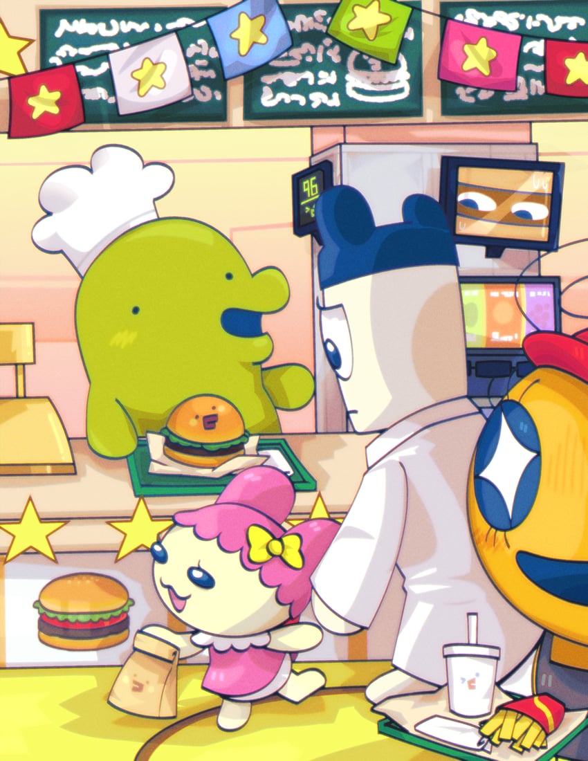 kuchipatchi, memetchi, chamametchi, and papamametchi (tamagotchi and 2 more) drawn by zedekyr