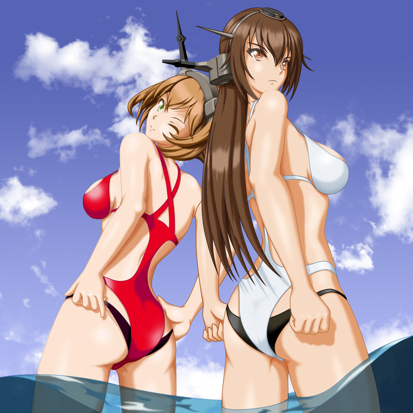 mutsu and nagato (kantai collection) drawn by shiba_cyon