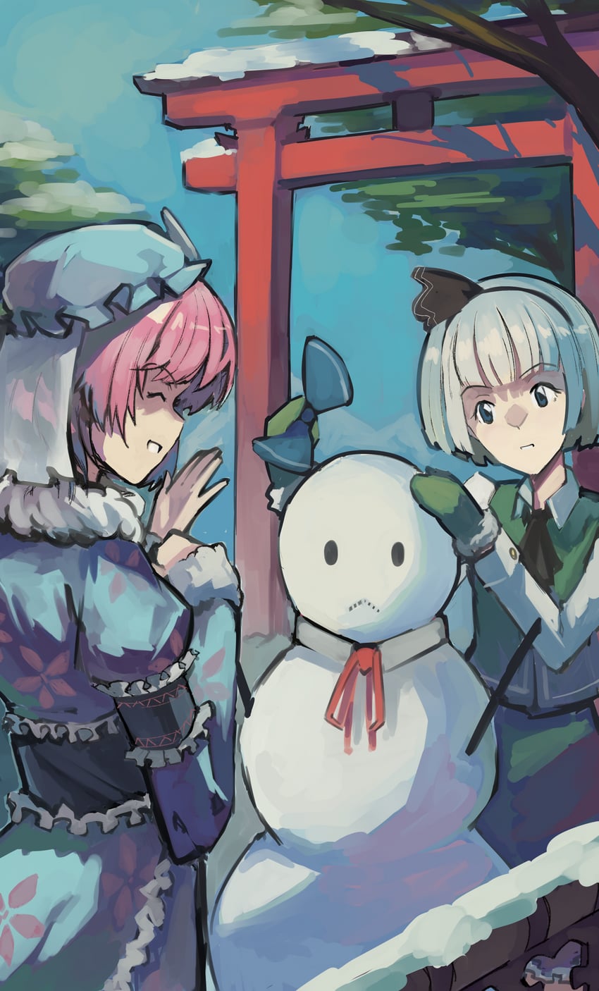 konpaku youmu and saigyouji yuyuko (touhou) drawn by kornod