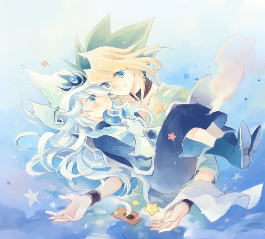 muto yugi, silent magician, and silent magician lv4 (yu-gi-oh!) drawn by winnie