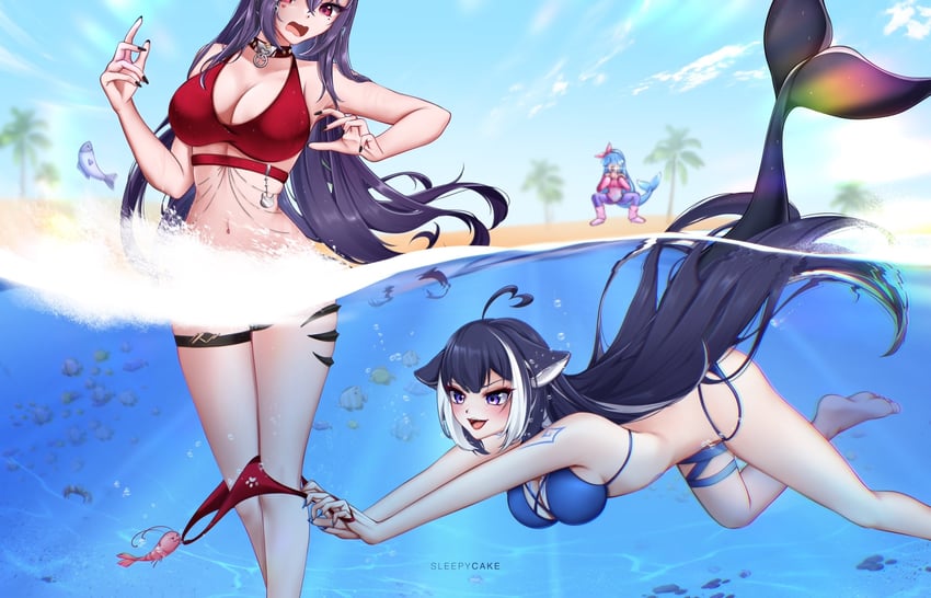 shylily, bao, and akuma nihmune (indie virtual youtuber) drawn by sleepycake