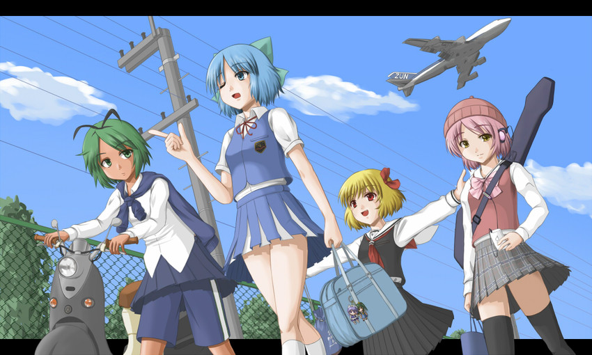 cirno, rumia, mystia lorelei, daiyousei, wriggle nightbug, and 1 more (touhou and 1 more) drawn by sanen