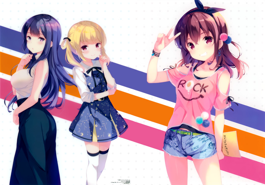 karasuma chitose, sonou momoka, and shibasaki kazuha (girlish number) drawn by ohara_tometa and sakura_koharu