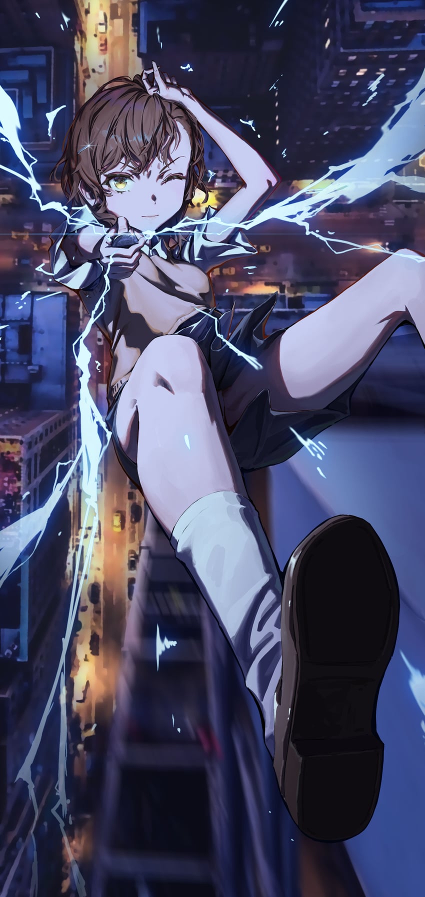 misaka mikoto (toaru majutsu no index and 1 more) drawn by jhigf