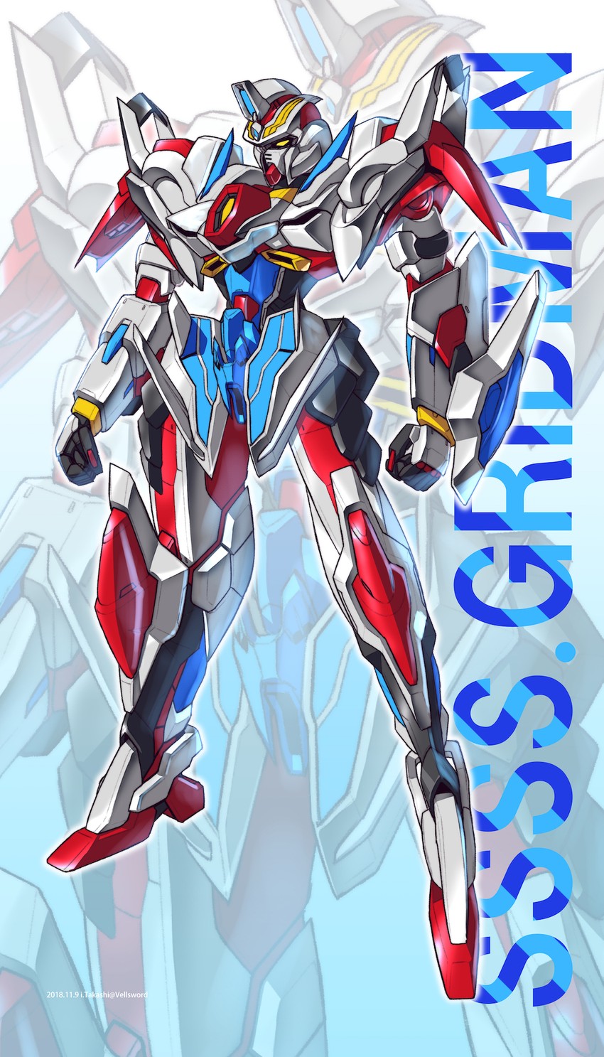 rx-78-2 gundam and gridman (gundam and 2 more) drawn by i.takashi